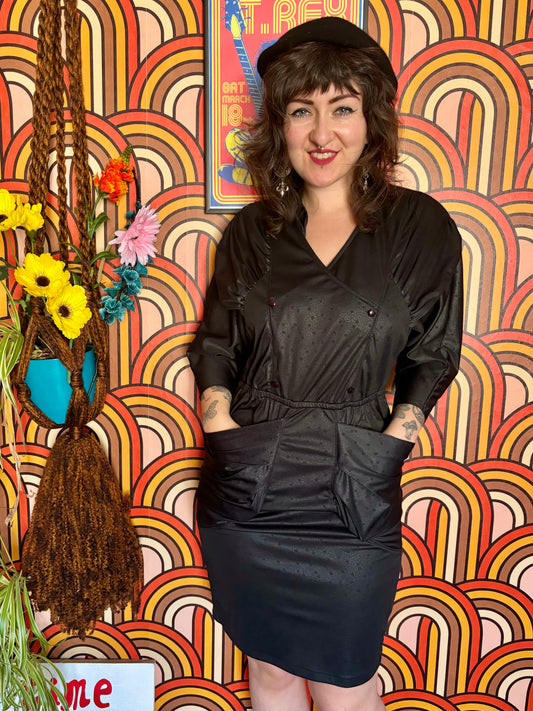 Vintage 80s Black Tulip Dress