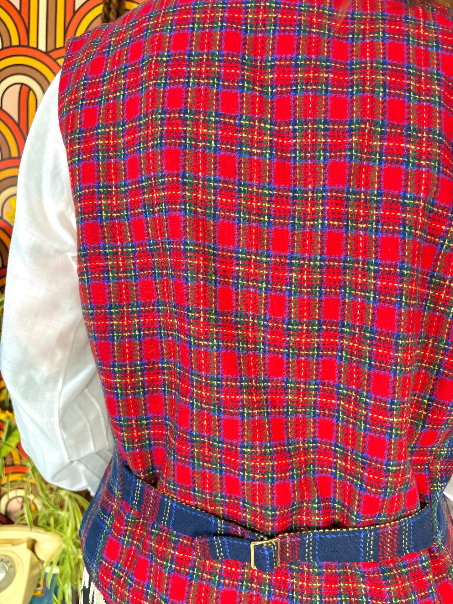 Vintage 80s Tartan Waistcoat