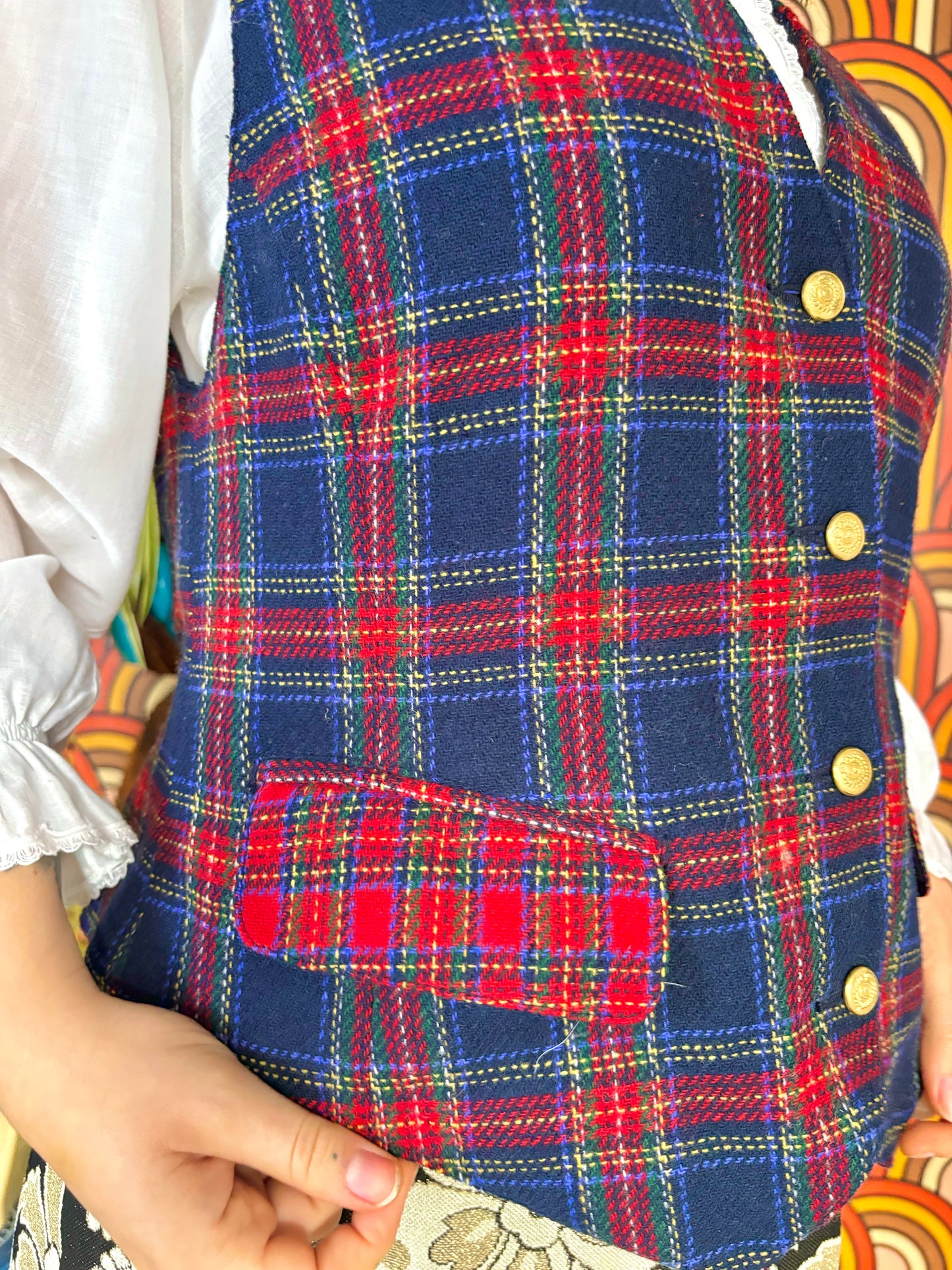 Vintage 80s Tartan Waistcoat