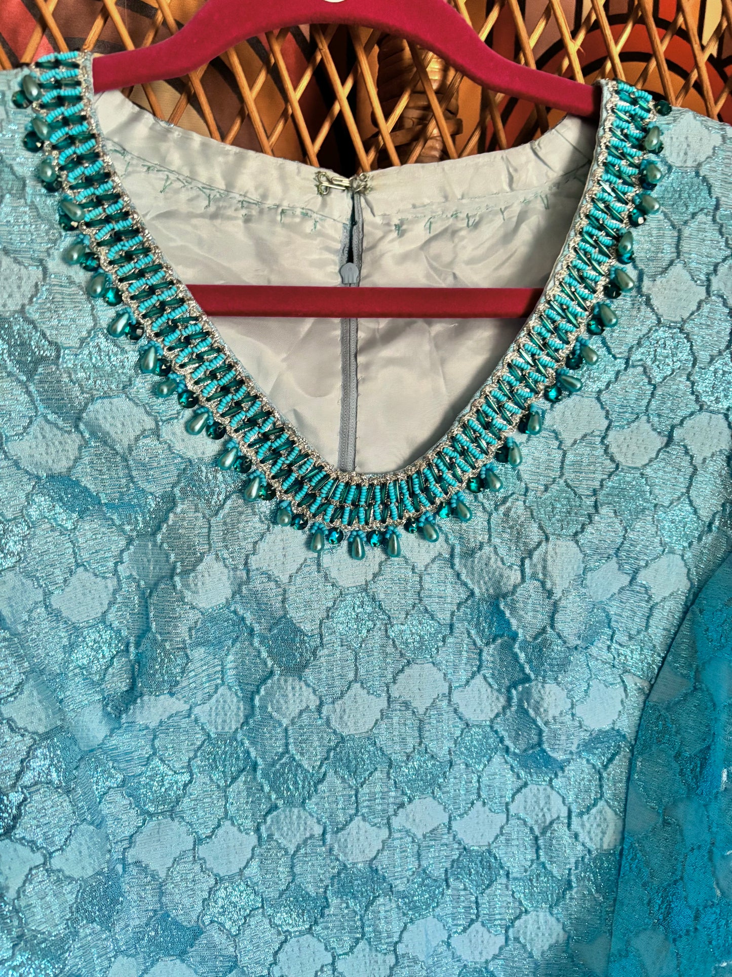 Vintage 60s Baby Blue Diamanté Dress