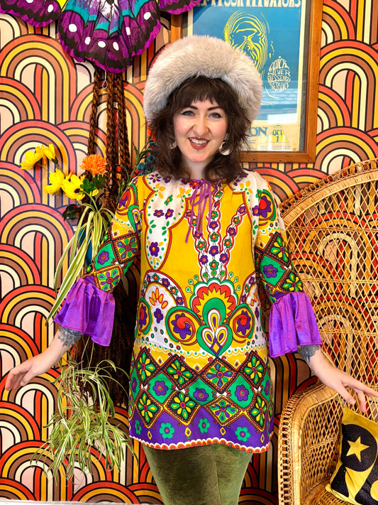 Vintage 60s Psychedelic Colourful Tunic