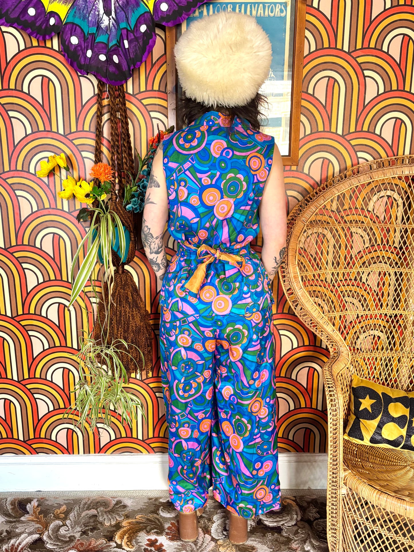 Vintage 60s Rare Blue Psychedelic Two Piece