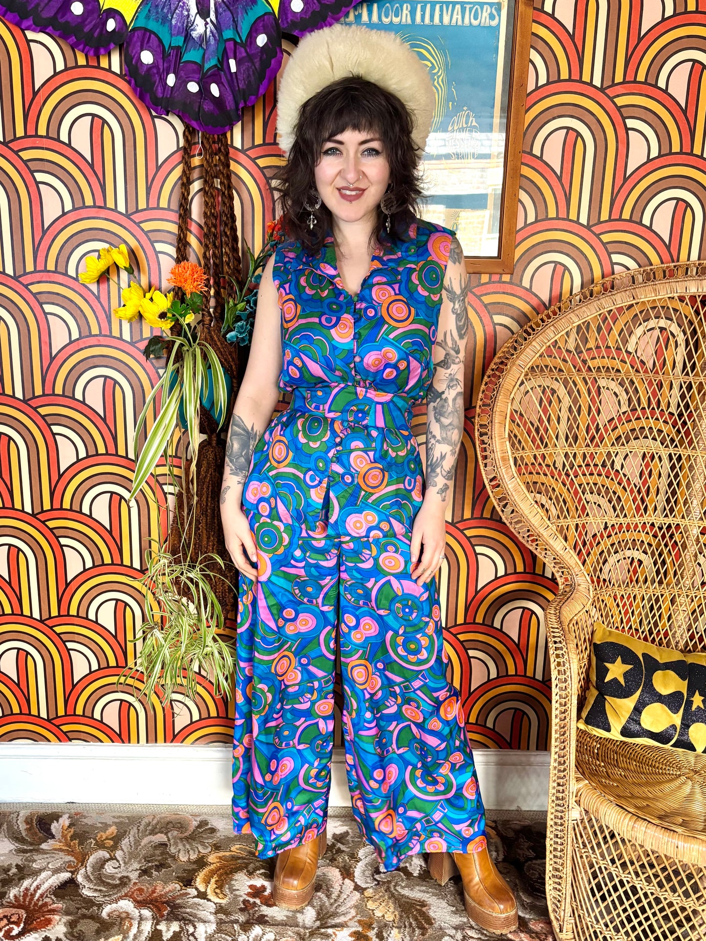 Vintage 60s Rare Blue Psychedelic Two Piece