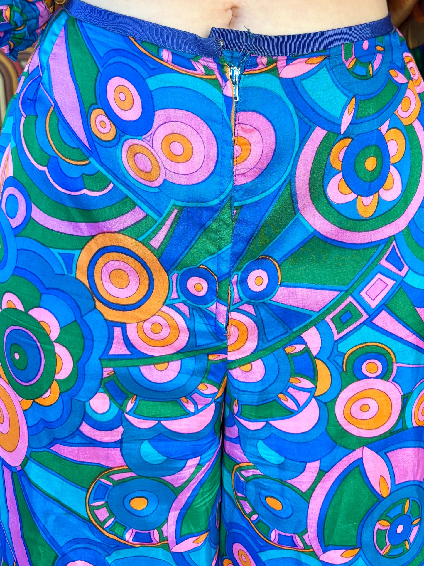 Vintage 60s Rare Blue Psychedelic Two Piece