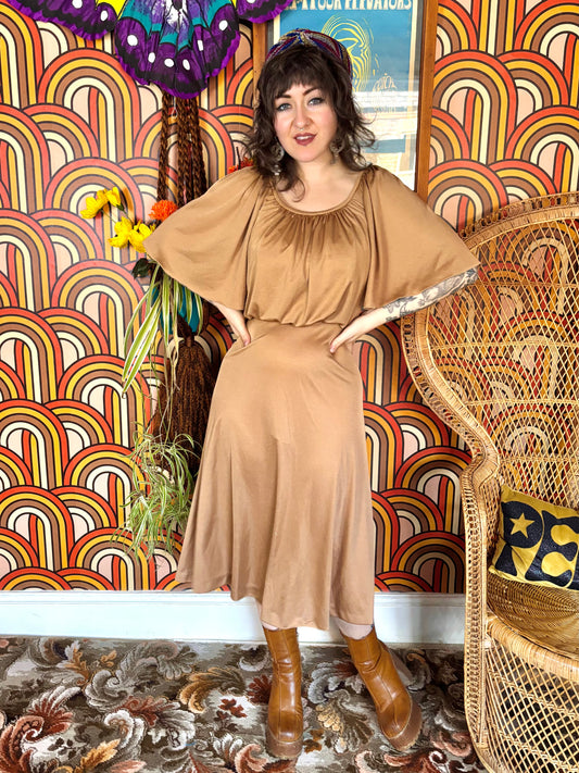 Vintage 70s Gold Cocktail Dress