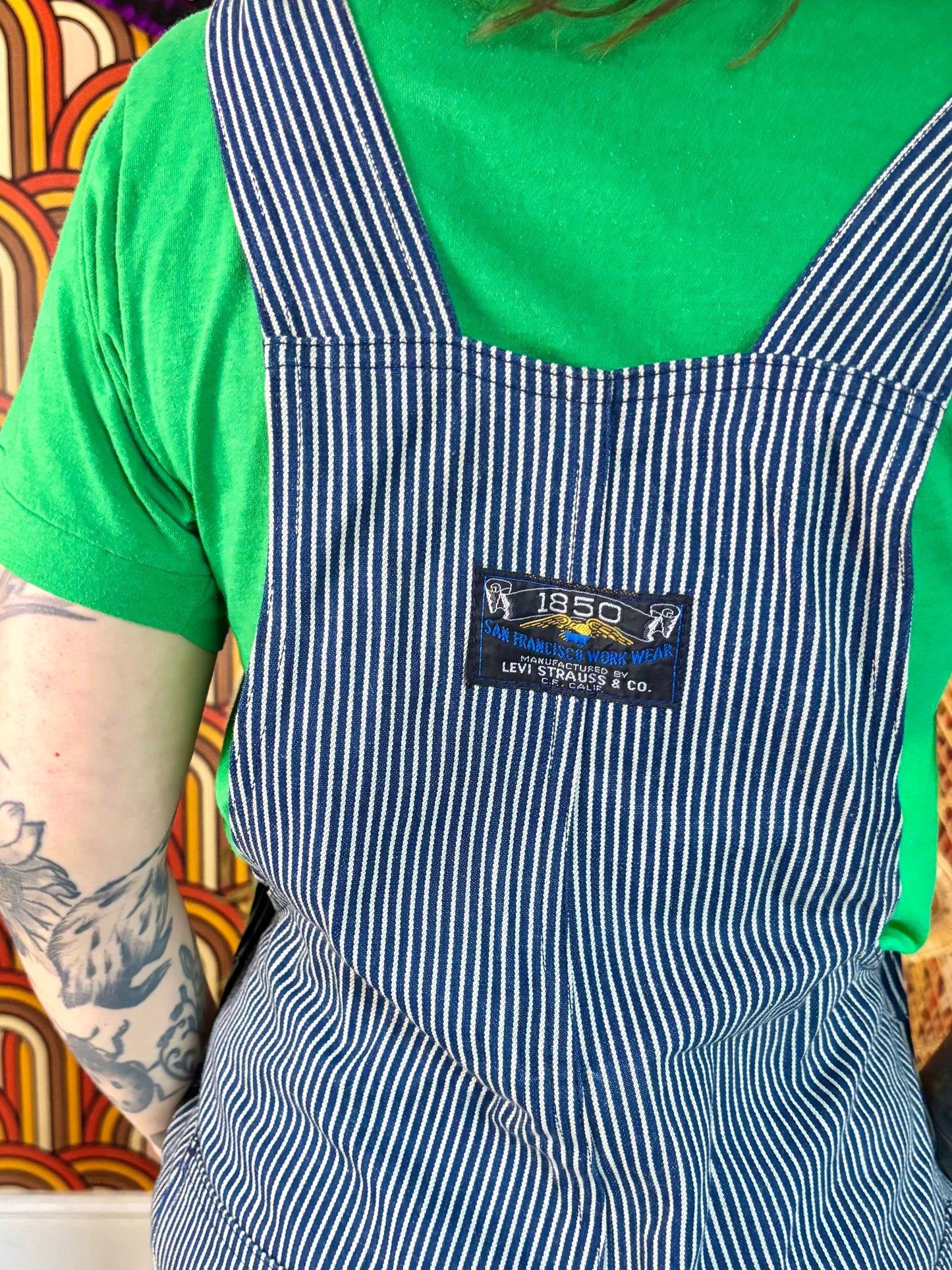 Vintage 80s Rare Stripe Denim Levis Dungarees