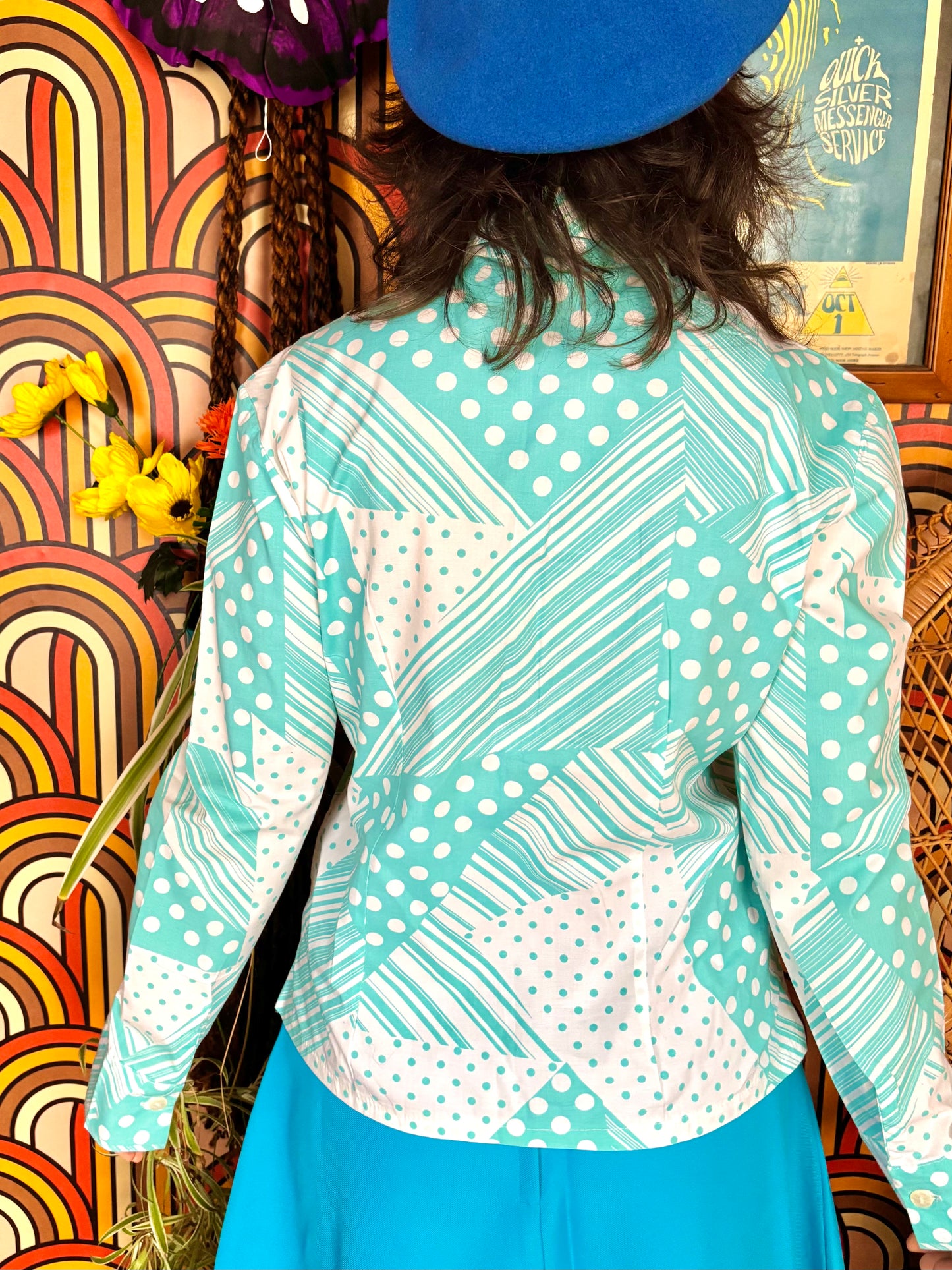 Vintage Turquoise Spotty Shirt