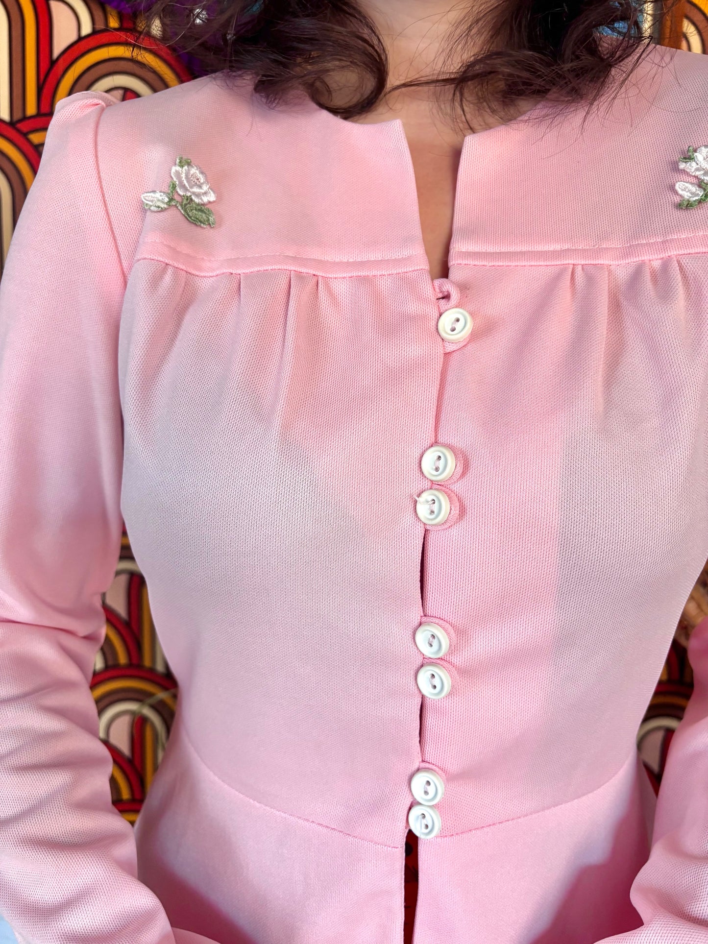 Vintage 60s Baby Pink Tunic Top