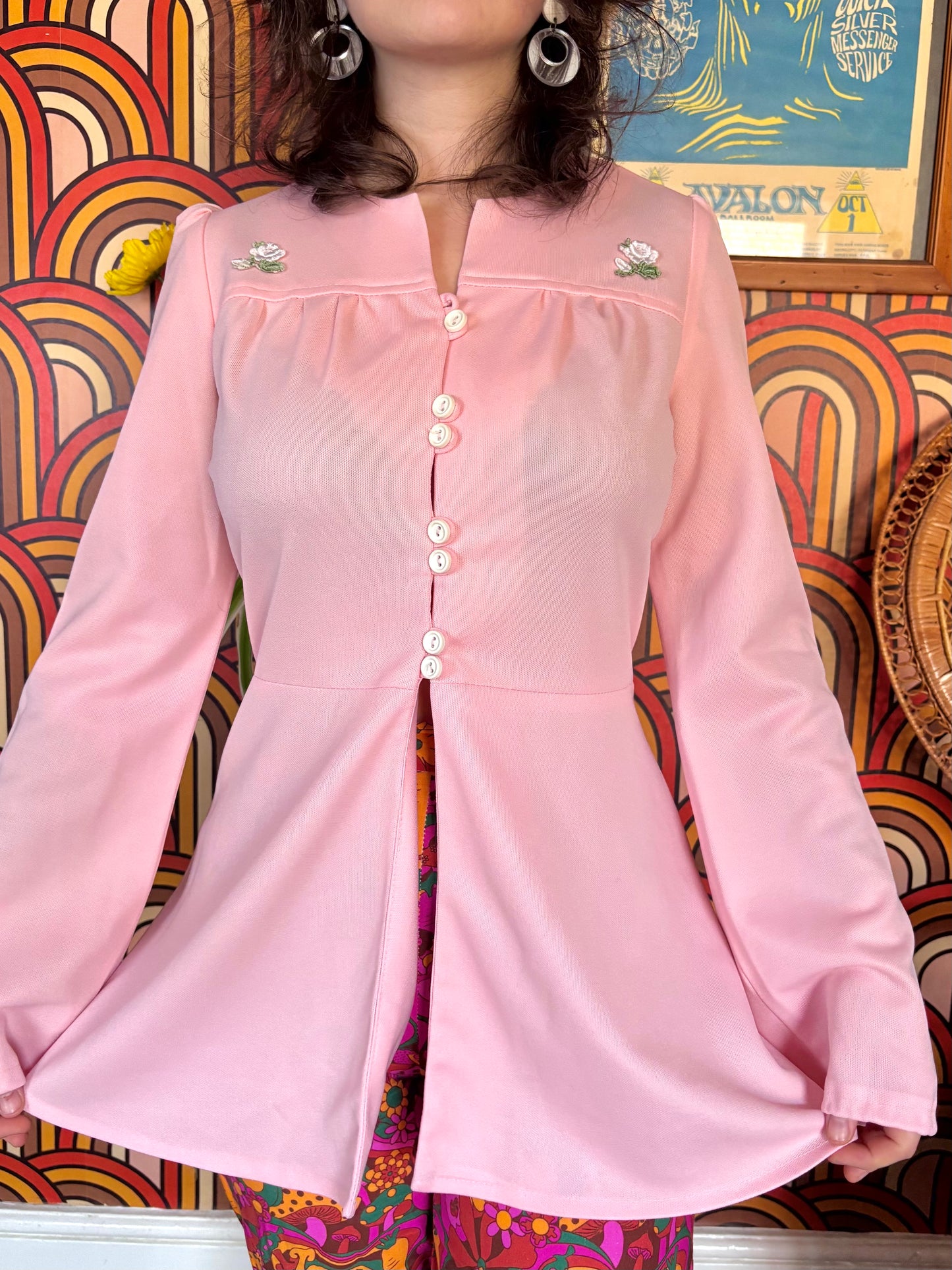 Vintage 60s Baby Pink Tunic Top