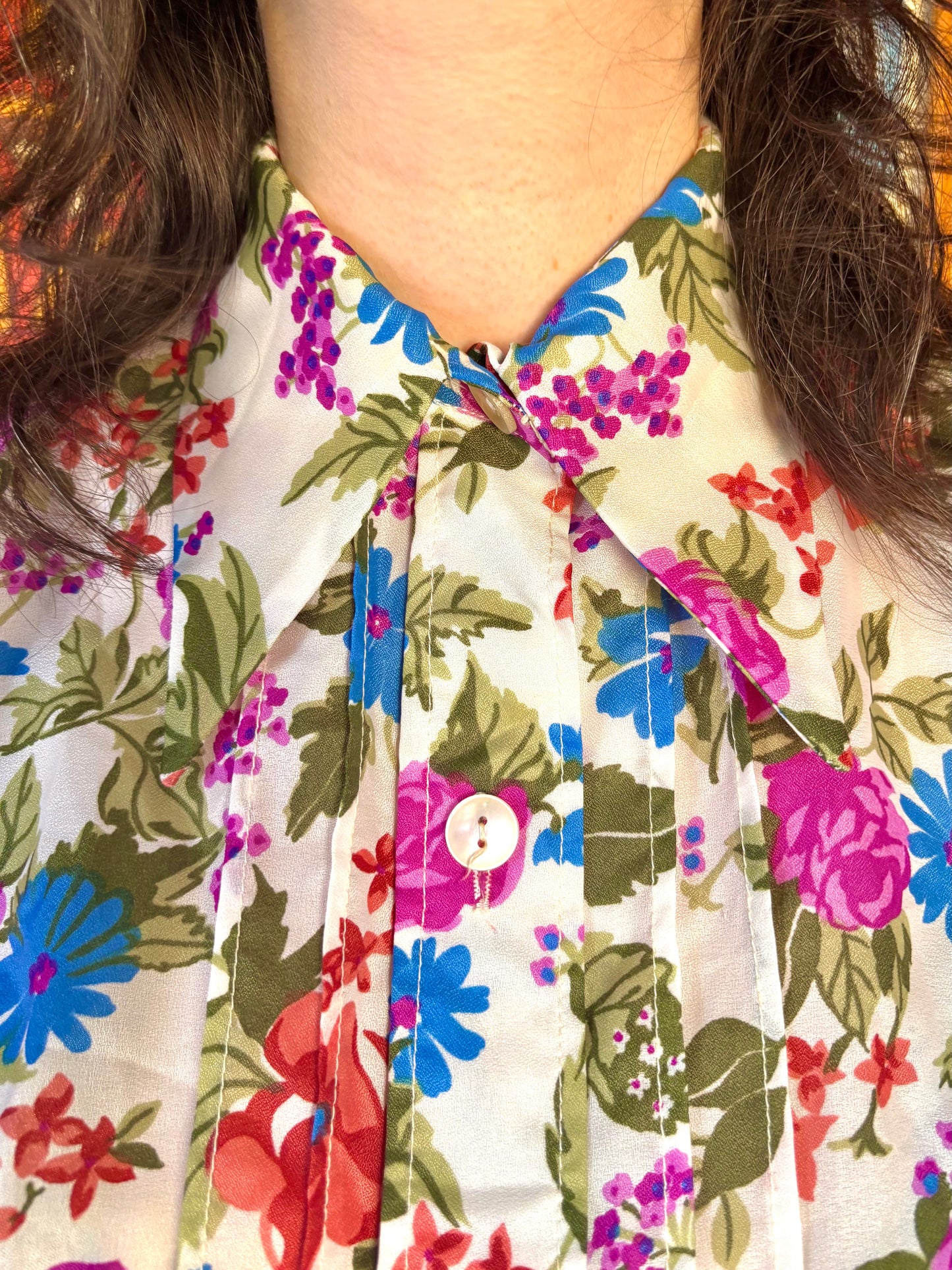 Vintage 70s Floral Dagger Collar Shirt