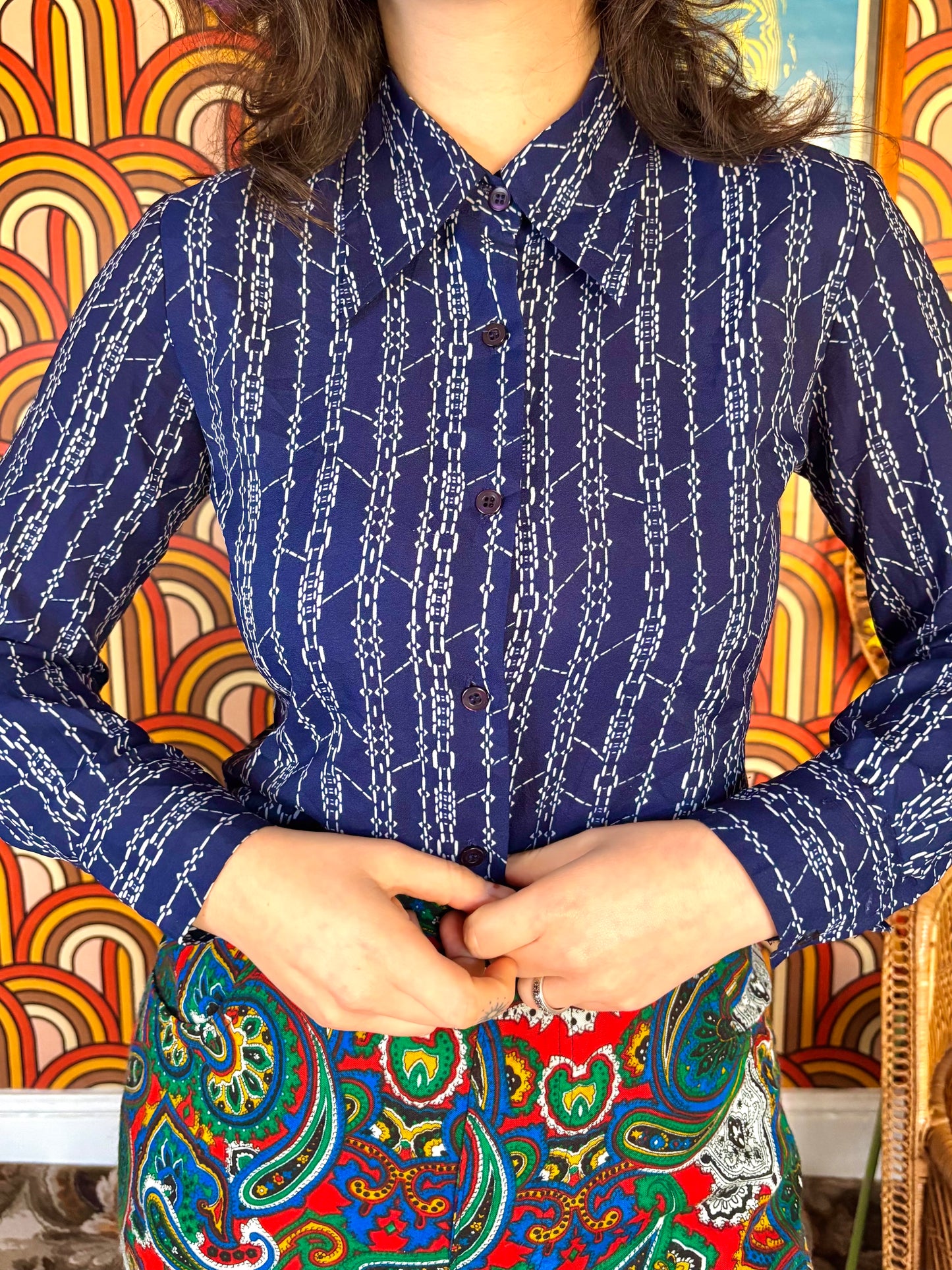 Vintage 70s Navy Shirt