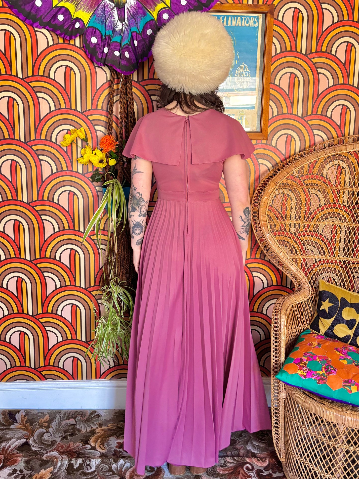 Vintage 70s Dusty Pink Maxi Dress