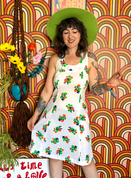 Vintage 70s White Halter Mini Dress